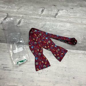 NWT Beau Ties Ltd Red Floral Pattern Silk Bowtie Bow Tie